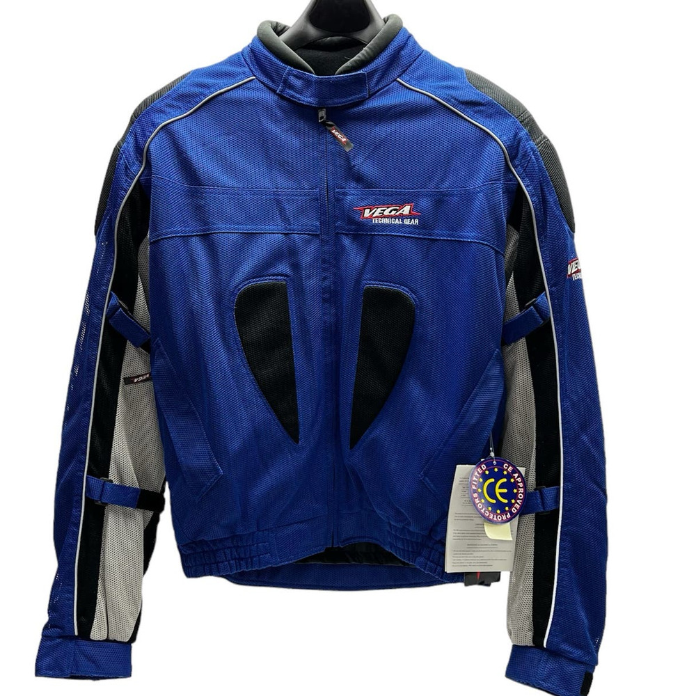 VEGA Technical Gear Ladies Moto Riding Jacket Padded Size 2W Royal Blue Lined